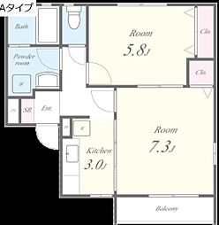 リーフレジデンス西館 2Kの間取図画像