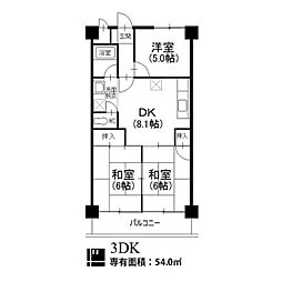 ジュネス21 3DKの間取図画像