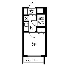 ブリッヂガーデンナゴノ 1Kの間取図画像