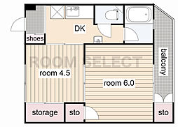 名城マンション 2DKの間取図画像