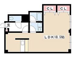 第8レオンビル ワンルームの間取図画像