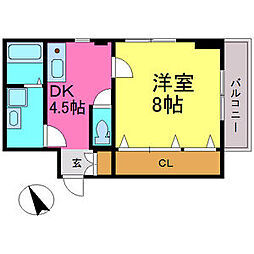 キャッスルM&K 1DKの間取図画像