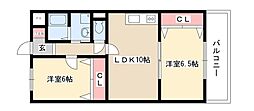 アーバンコートS1 2LDKの間取図画像