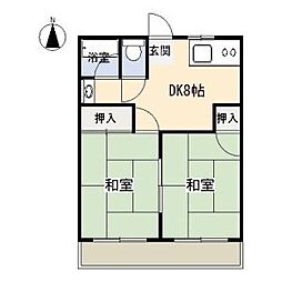 コーポ美香 2DKの間取図画像