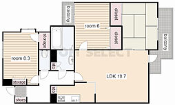 マンションパルナス岳見町 3LDKの間取図画像
