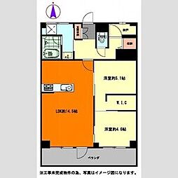 上社南住宅5号棟 2LDKの間取図画像