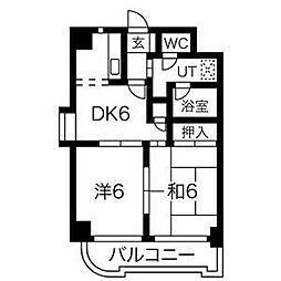 エレガントパレス守山 2DKの間取図画像