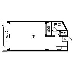 第二協和コーポ ワンルームの間取図画像