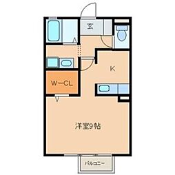 セジュール松ヶ枝 1Kの間取図画像