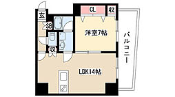ラディアント矢場 1LDKの間取図画像
