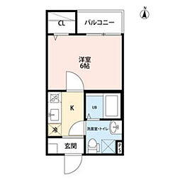 シャインスター 1Kの間取図画像