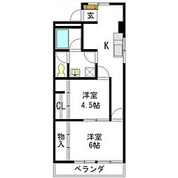 中町田ビル 2LDKの間取図画像