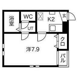 A-legato鳥居西通 1Kの間取図画像