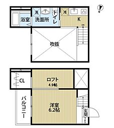 カーサラルゴ1 ワンルームの間取図画像