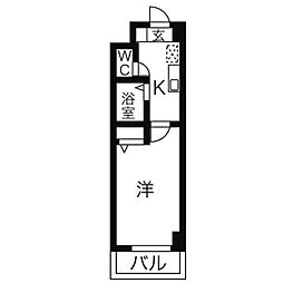 ジョバネ藤原 1Kの間取図画像
