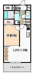 ヴァンオンズ 1LDKの間取図画像