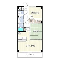 グランドヒルズ西川 2LDKの間取図画像