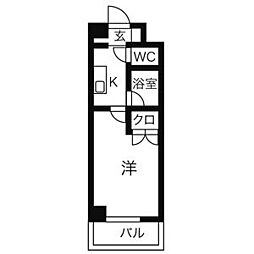 第2コーポ魚半 1Kの間取図画像