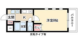 クラウンヒルズ 1Kの間取図画像