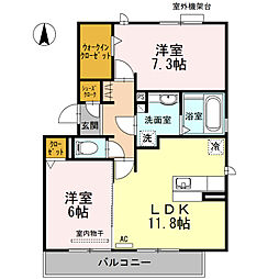 コンコルディアかみやしろN 2LDKの間取図画像