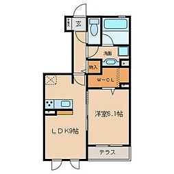 フォンテーヌ上社 1LDKの間取図画像