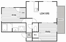 ソレイユ前田 2LDKの間取図画像
