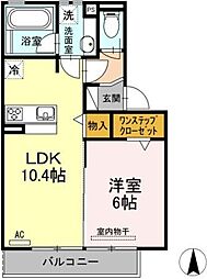 リヴィエール 1LDKの間取図画像