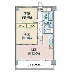 扶桑ハイツ1扶桑ビル 2LDKの間取図画像