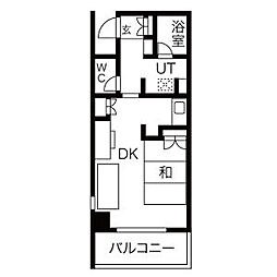 鶴舞ガーデンコート ワンルームの間取図画像