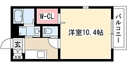 クレール皐 1Kの間取図画像