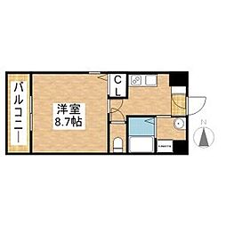 丹下キアーロ 1Kの間取図画像