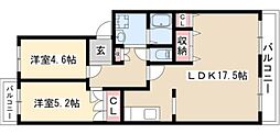第六サンハイツ大森 2LDKの間取図画像
