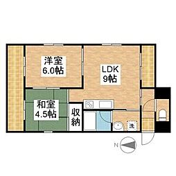 第2シャトーこがね 2LDKの間取図画像