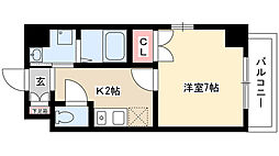 セントラルウイング 1Kの間取図画像