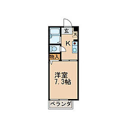 パークサイド星ヶ丘 1Kの間取図画像