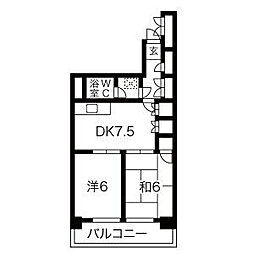 ロータリーマンション栄 2DKの間取図画像