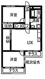 文教台ロイヤルハイツ 2LDKの間取図画像