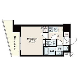 S-RESIDENCESENGENCHO 1Kの間取図画像