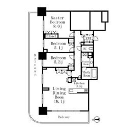 プラウドタワー名古屋栄 3LDKの間取図画像