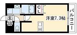 プレサンス久屋大通公園サウス ワンルームの間取図画像