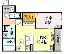 カリーノ姫宮 1LDKの間取図画像