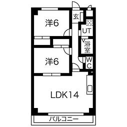 リヴィエル城屋敷 2LDKの間取図画像