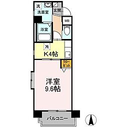 エスパシオ本陣 1Kの間取図画像