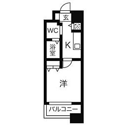 ラヴィ・アン・ローズ ワンルームの間取図画像