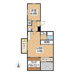 第2シャトーこがね 1LDKの間取図画像