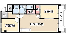 コーポナリタ 2LDKの間取図画像