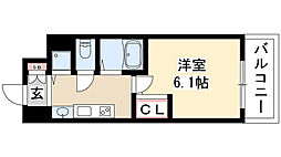 プレサンスSAKAE白川公園2 1Kの間取図画像