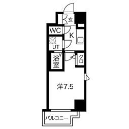 エスリード今池アヴェール 1Kの間取図画像
