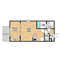 (仮称)ジーメゾン桜山エルフィーナ 1LDKの間取図画像