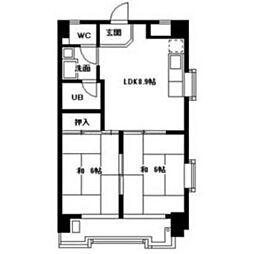 日宝レスカール一番町 2LDKの間取図画像